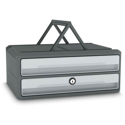 CEP MoovUp Secure Drawer Module - 2 Drawer(s) - 10.8", x 14.5" x 5.7" Depth - Desktop - Locking Drawer, Handle, Stackable, Key Locked - 100% Recycled - Polystyrene - 1 / Carton