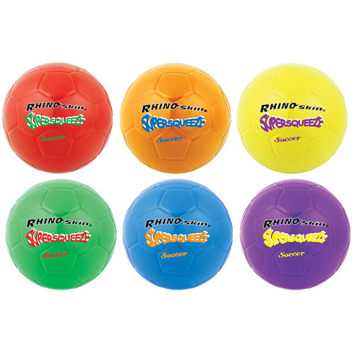CH Super Squeeze Soccer Ball Set, 8" Diameter, Assorted Colors, 6/Set