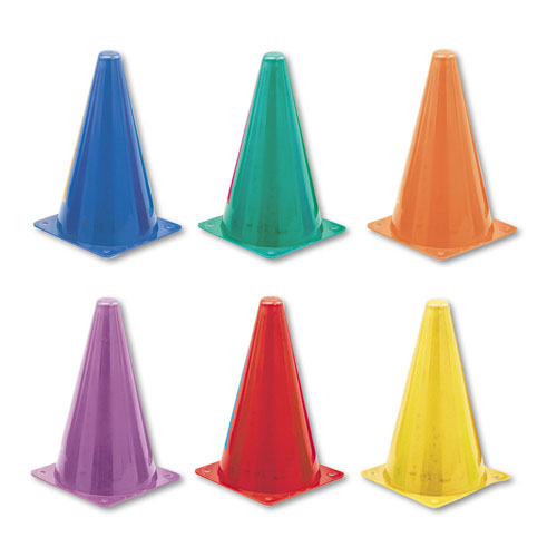 Champion Indoor/Outdoor Flexible Cone Set, Vinyl, Assorted Colors, 6/Set