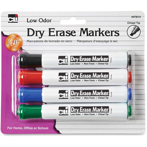 Charles Leonard Dry Erase Markers, Chisel Tip, Ast