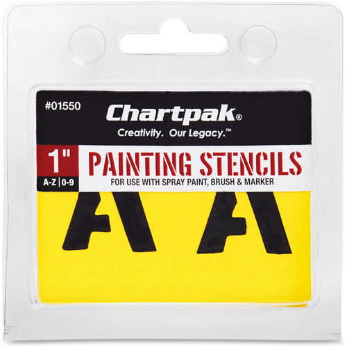 Chartpak/Pickett Painting Stencil Numbers/Letters, 1", Yellow