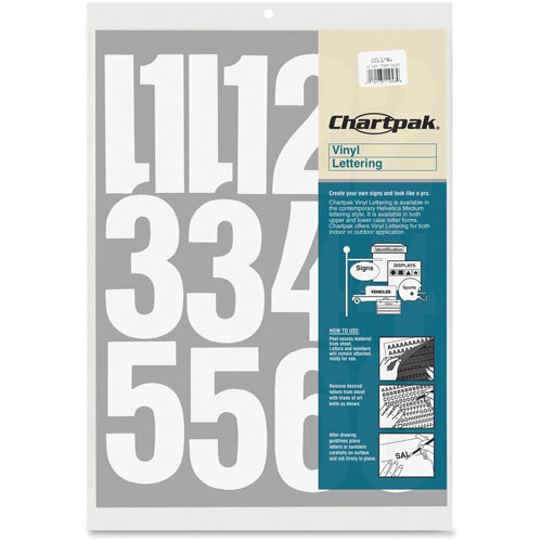 Chartpak/Pickett Vinyl Numbers, 4", White