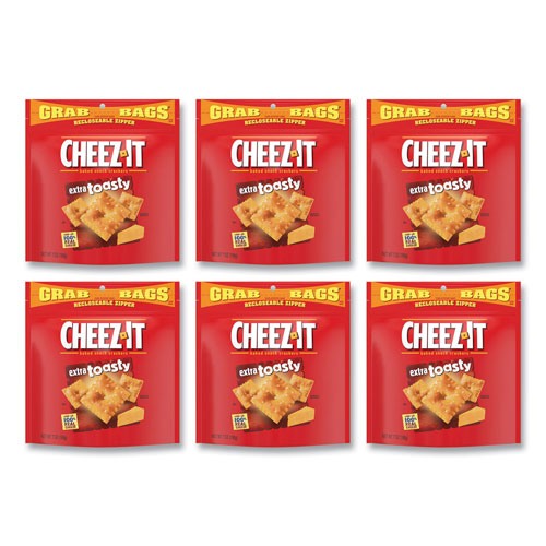 Cheez-It® Baked Snack Crackers, Extra Toasty Cheese, 7 oz Bag, 6/Carton