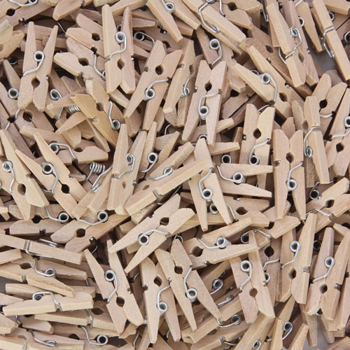 Chenille Kraft Mini Clothespins, 250/BG, Natural