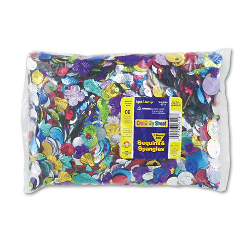 Chenille Kraft Sequins & Spangles Classroom Pack, Assorted Metallic Colors, 1 lb/Pack