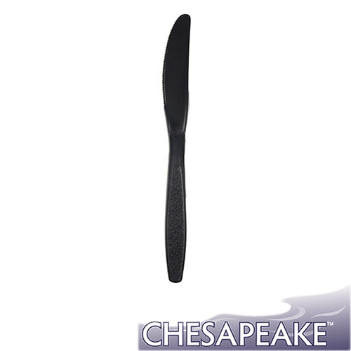 Chesapeake Heavy Weight Black Polystyrene Knife, Case of 1000