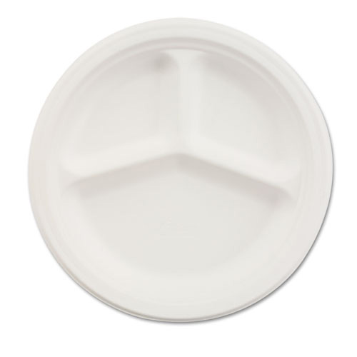 Chinet 3 Compartment Heavyweight Dinner Plate, 9 1/4", White