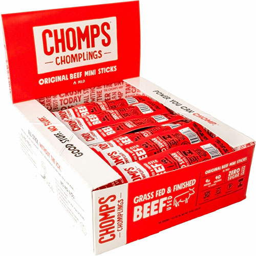 Chomps Chomplings Snack Sticks, Gluten-free, No Added Harmones, Original Beef Jerky, Spicy, 0.50 oz, 24/Pack