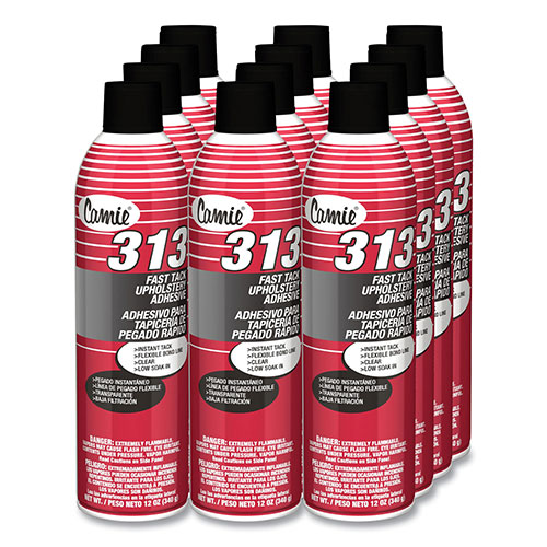 Claire 313 Fast Tack Upholstery Adhesive, 12 oz Aerosol Spray, Dries Clear, Dozen