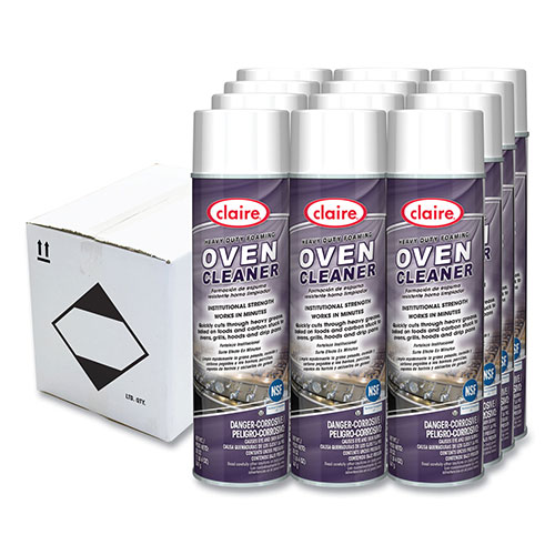 Claire Heavy Duty Foaming Oven Cleaner, 20 oz Aerosol Spray, Dozen