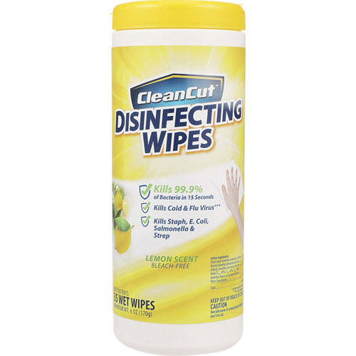 Clean Cut Disinfecting Wipes - Wipe - Lemon Scent - 35 Each - White