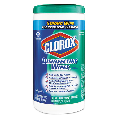 Clorox Disinfecting Wipes, 7 x 8, Fresh Scent, 75/Canister