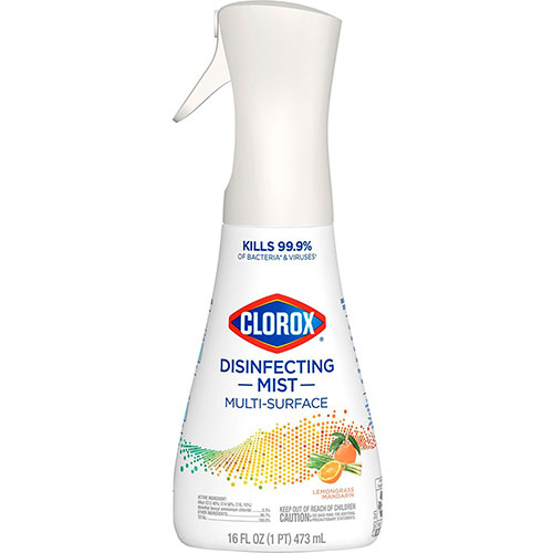 Clorox Multi-surface Disinfecting Mist - Spray - 16 fl oz (0.5 quart) - Lemongrass Scent - White