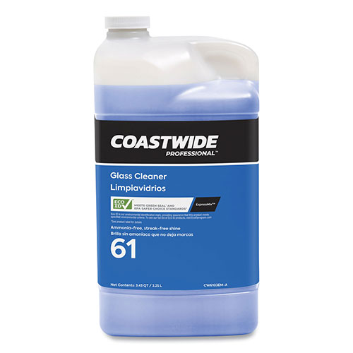 Coastwide Professional™ Glass Cleaner 61 Eco-ID Ammonia-Free Concentrate for ExpressMix Systems, Unscented, 110 oz Bottle, 2/Carton