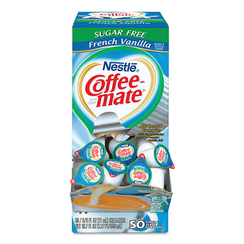 Coffee-Mate® Liquid Coffee Creamer, Sugar-Free French Vanilla, 0.38 oz Mini Cups, 50/Box