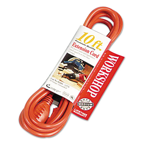 Coleman Cable Vinyl Outdoor Extension Cord, 10ft, 13 Amp, Orange