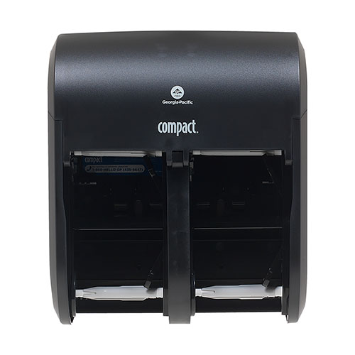 Compact® 4-Roll Quad Coreless High-Capacity Toilet Paper Dispenser, Black, 11.75 x 13.25