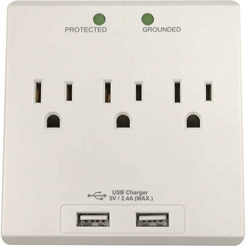 Compucessory Wall Charger Station - 3 x AC, 2 x USB - 2.40 A