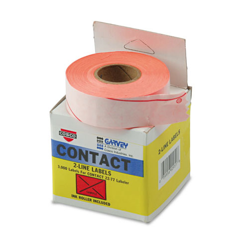 Consolidated Stamp Two-Line Pricemarker Labels, 0.44 x 0.81, Fluorescent Red, 1,000/Roll, 3 Rolls/Box