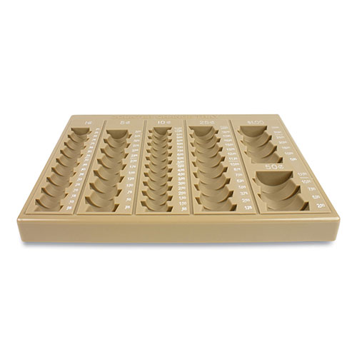 Controltek Plastic Coin Tray, 6 Compartments, 7.75 x 10 x 1.5, Tan