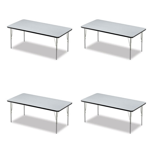 Correll® Adjustable Activity Table, Rectangular, 60" x 30" x 19" to 29", Granite Top, Black Legs, 4/Pallet