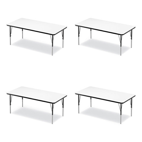 Correll® Markerboard Activity Tables, Rectangular, 60" x 30" x 19" to 29", White Top, Black Legs, 4/Pallet