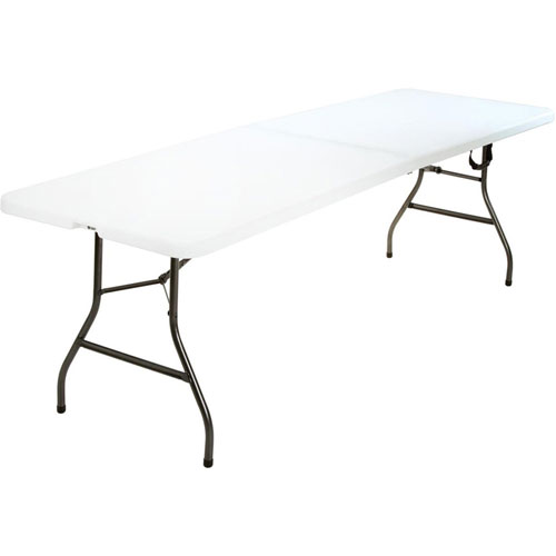 Cosco Fold-in-Half Blow Molded Table - Rectangle Top - Four Leg Base 30"x 96", 29.25", - White