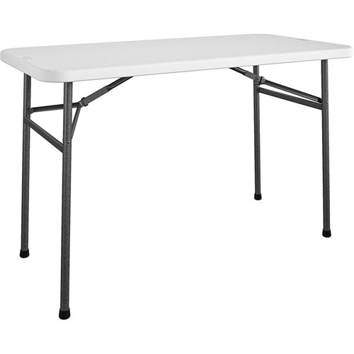 Cosco Straight Folding Utility Table - Rectangle Top - Four Leg Base 48"x 24", 29.25", - White