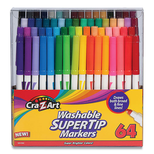 Cra-Z-Art® Washable SuperTip Markers, Broad/Fine Bullet Tip, Assorted Colors, 64/Set