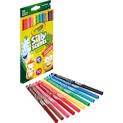 Crayola Markers, Silly Scents, Fine Tip, Washable, 10/ST, Assorted
