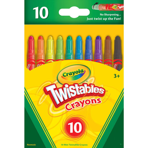 Crayola Mini Twistables Crayons, 10/BX, Ast
