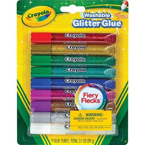 Crayola Washable Glitter Glue, 9 Carton, Assorted