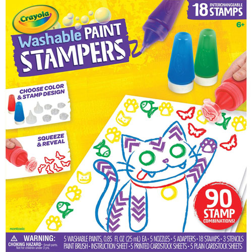 Crayola Washable Paint Stampers Set, 0.85 fl oz, 1 Kit, Assorted