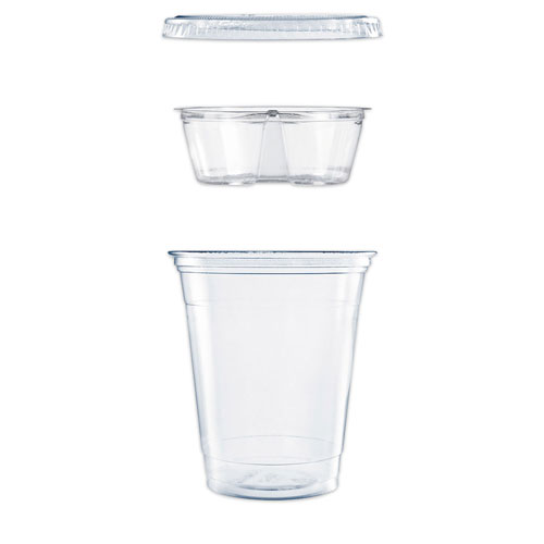 Dart Clear PET Cups with Single Compartment Insert, 12 oz, Clear, 500/Carton
