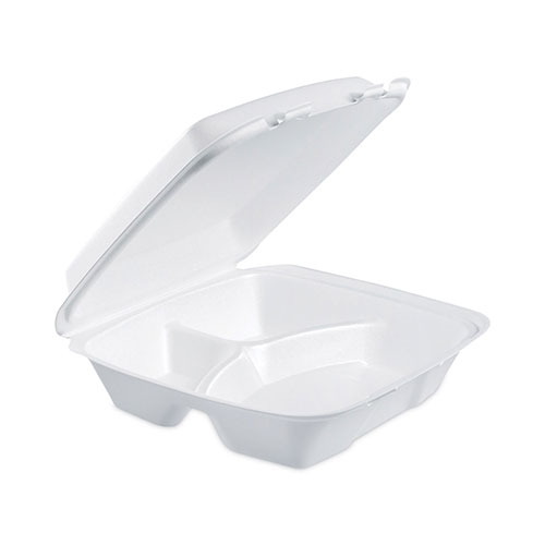 Dart Large Foam Carryout, Food Container, 3-Compartment, White