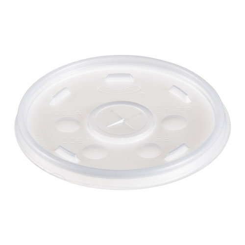 Dart Plastic Lids for Foam Cups, Bowls and Containers, Flat with Straw Slot, Fits 6-14 oz, Translucent, 1,000/Carton