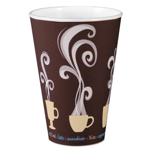 Dart Thermoguard Insulated Paper Hot Cups, 16 oz, Steam Print, 600/Carton