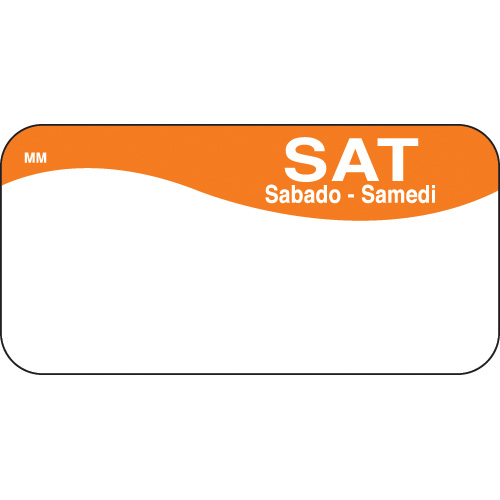 Daymark MoveMark Day of the Week Food Safety Labels, 1"x2",Saturday, Orange