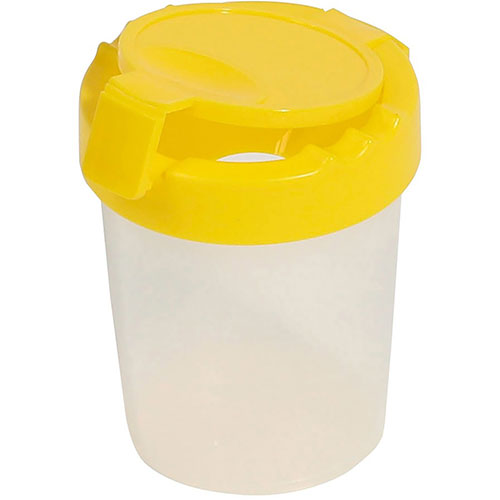 Deflecto Antimicrobial Kids No Spill Paint Cup Yellow - Paint, Brush - 3.93"Height x 3.46"Width x 3.93"Depth - Yellow