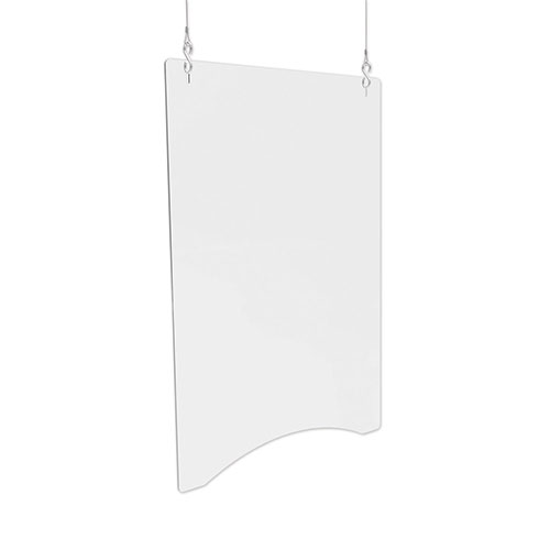 Deflecto Hanging Barrier, 23.75" x 35.75", Acrylic, Clear, 2/Carton
