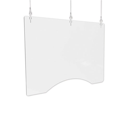 Deflecto Hanging Barrier, 35.75" x 24", Acrylic, Clear, 2/Carton