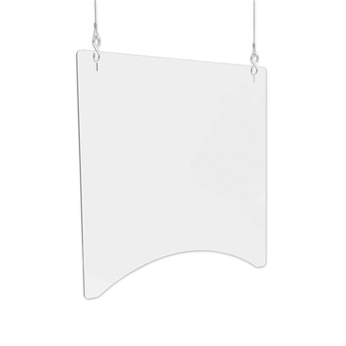 Deflecto Hanging Barrier, 23.75" x 35.75", Polycarbonate, Clear, 2/Carton