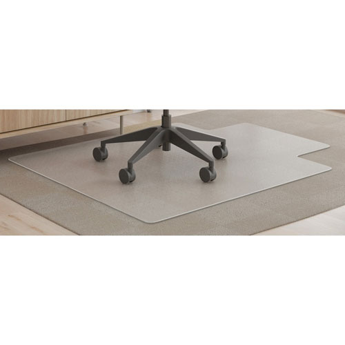 Deflecto SuperMat Plus Chairmat - Medium Pile Carpet, Home Office, Commercial - 53" Length x 45" x 0.50" Thickness - Rectangle - Polyvinyl Chloride (PVC) - Clear