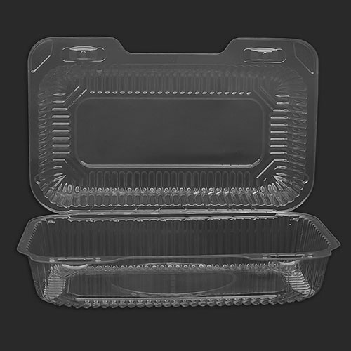 Detroit Forming Inc 9" x 5 1/2" x 3 1/2" Clear Plastic Deli Sandwich Hinged Container, 500/Case