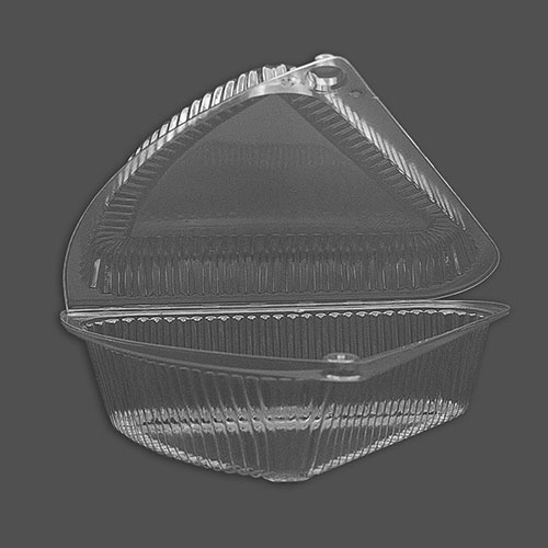 Detroit Forming Inc Clear Hinge Single Serve Pie / Cake Wedge Container, 5.4375" x 5.75" x 2.125"