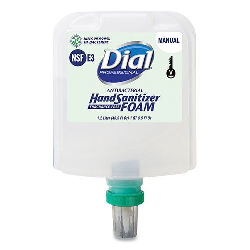 Dial Antibacterial Foaming Hand Sanitizer Refill for Dial 1700 V Dispenser, Fragrance-Free, 1.2 L, 3/Carton