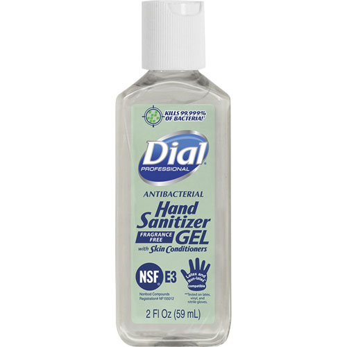 Dial Hand Sanitizer Gel, Fragrance-free Scent, 2 fl oz (59.1 mL), Bacteria Remover, Hand, Clear, Dye-free