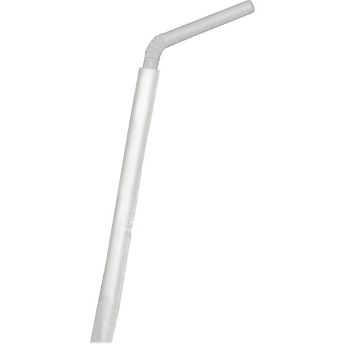 Dispoz-O Flexible Straws, 7.75", Wrapped, 1600/CT, Translucent