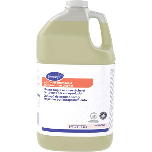 Diversey Dry Foam Shampoo & Cleaner, Liquid, 128 fl oz (4 quart), Floral Scent, 4/Carton, Straw