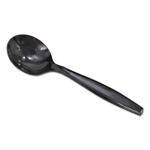 Dixie Plastic Cutlery, Heavyweight Soup Spoons, 5 3/4", Black, 1,000/Carton